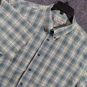 Foxfire Shirt Mens 2XL Green Plaid Short Sleeve Button Down Casual Easy Care